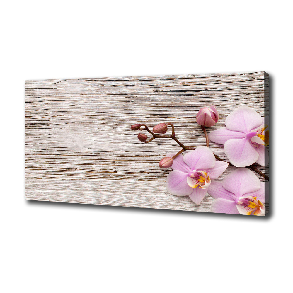 Canvas wall art Orchid on wood