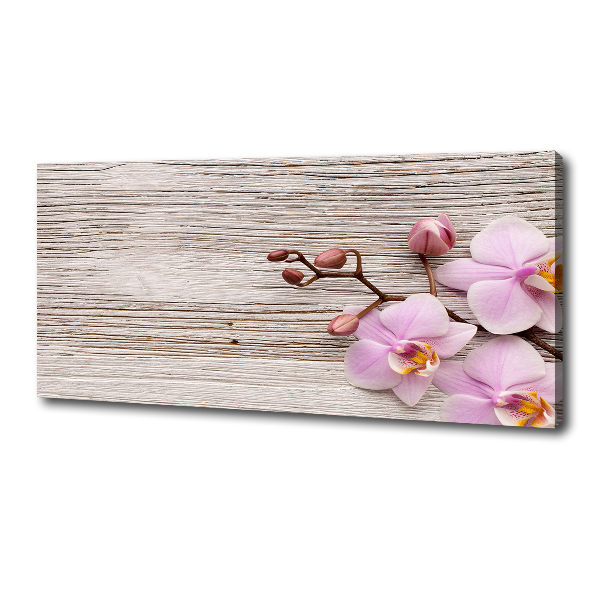 Canvas wall art Orchid on wood