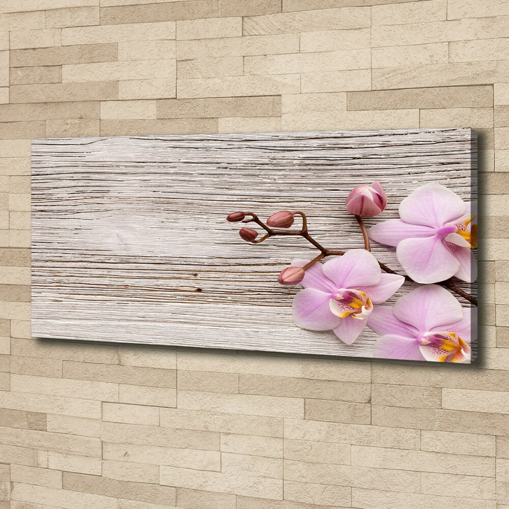 Canvas wall art Orchid on wood