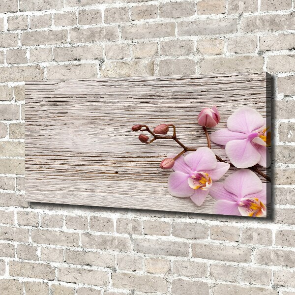 Canvas wall art Orchid on wood