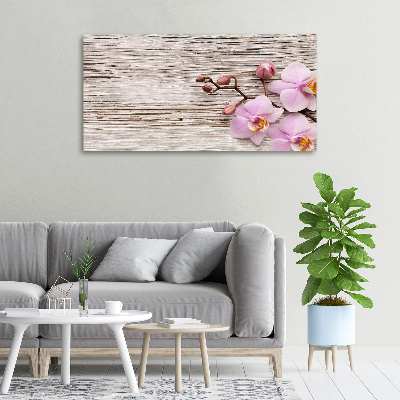 Canvas wall art Orchid on wood