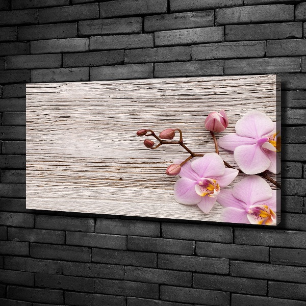 Canvas wall art Orchid on wood