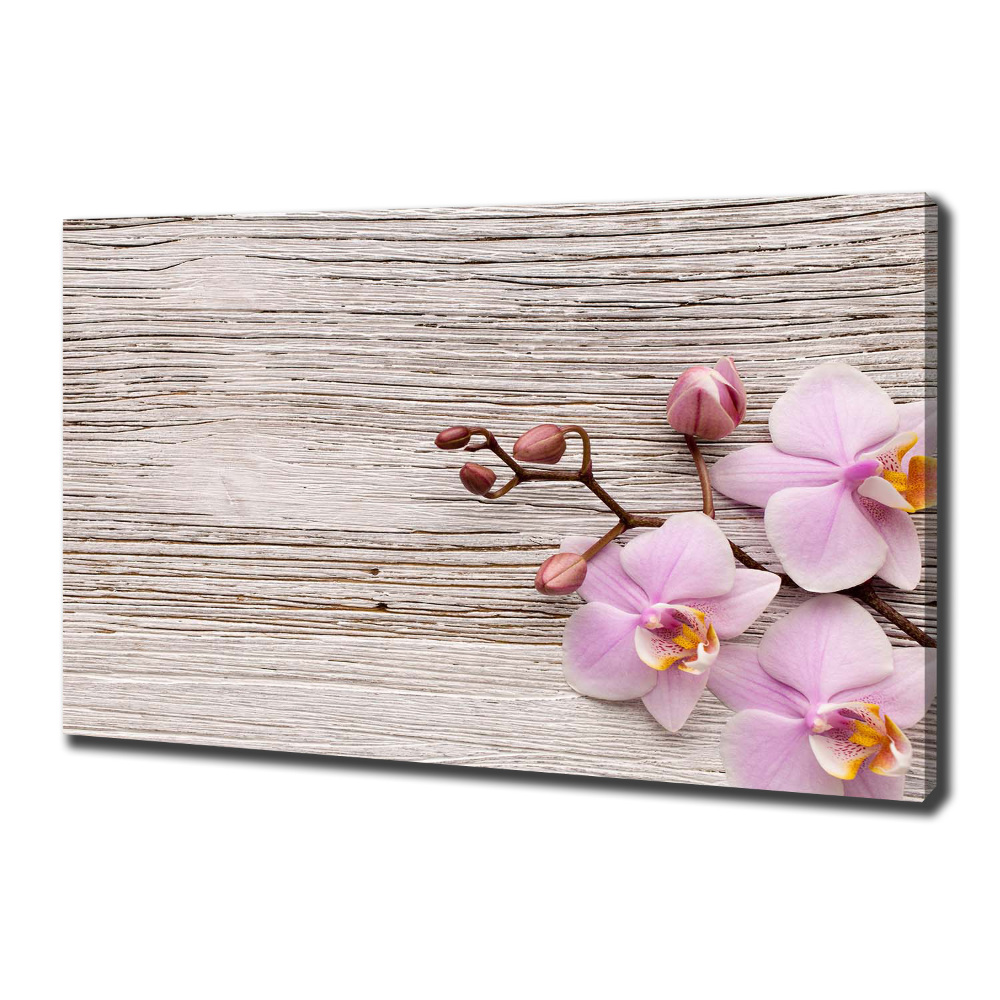 Canvas wall art Orchid on wood