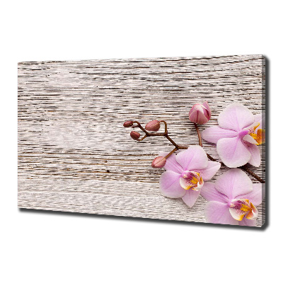 Canvas wall art Orchid on wood