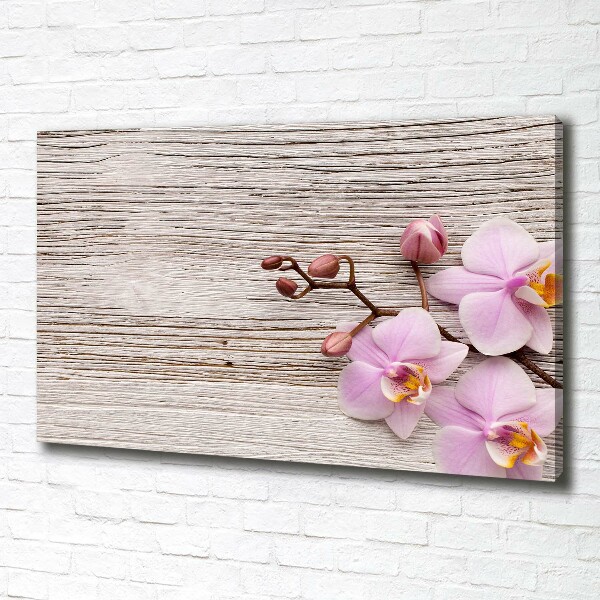 Canvas wall art Orchid on wood