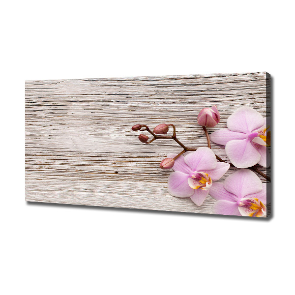 Canvas wall art Orchid on wood