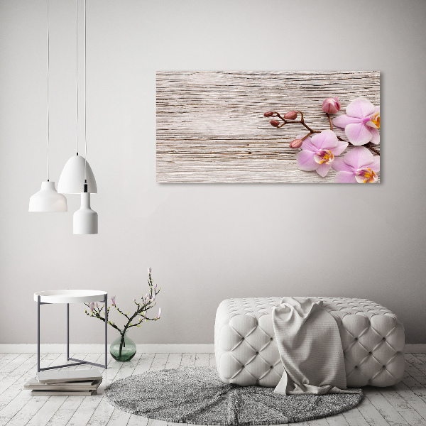 Canvas wall art Orchid on wood