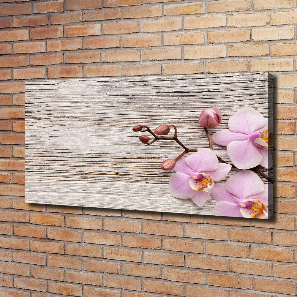 Canvas wall art Orchid on wood