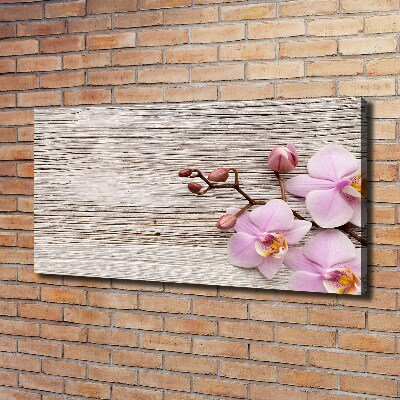 Canvas wall art Orchid on wood