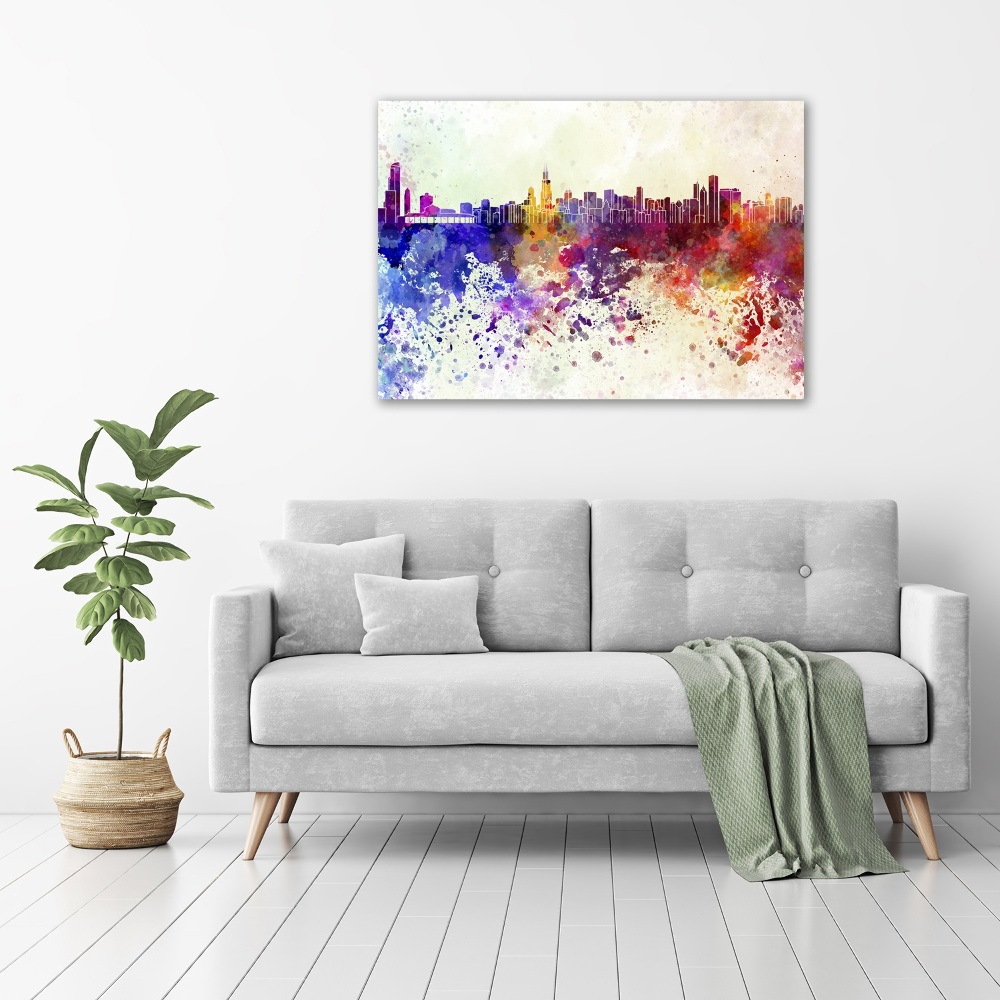 Canvas wall art Colorful chicago