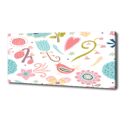 Canvas wall art Flowers and birds