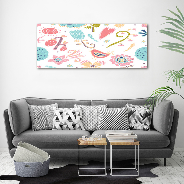 Canvas wall art Flowers and birds