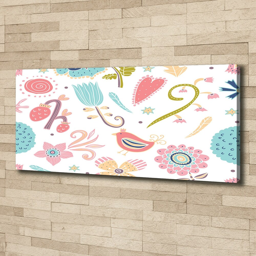 Canvas wall art Flowers and birds