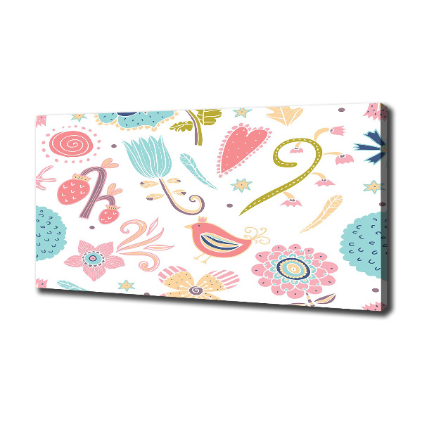 Canvas wall art Flowers and birds