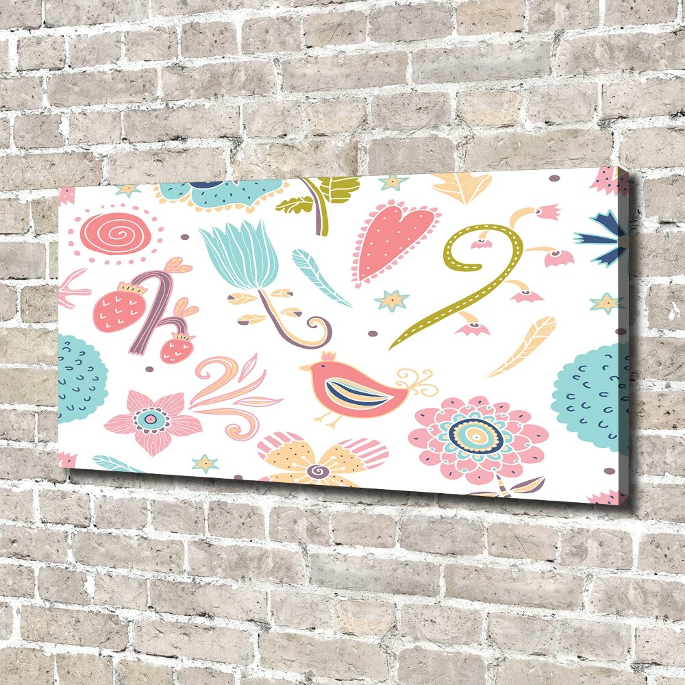 Canvas wall art Flowers and birds