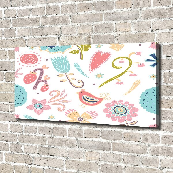 Canvas wall art Flowers and birds