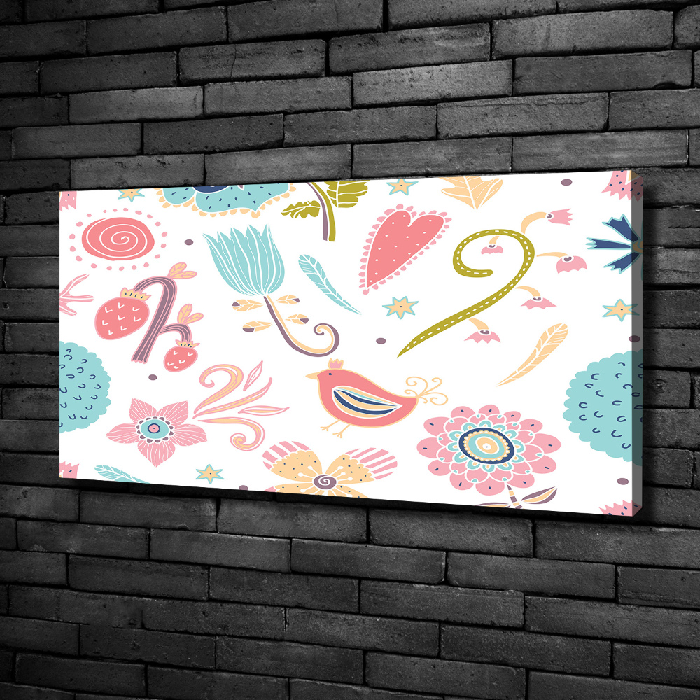 Canvas wall art Flowers and birds