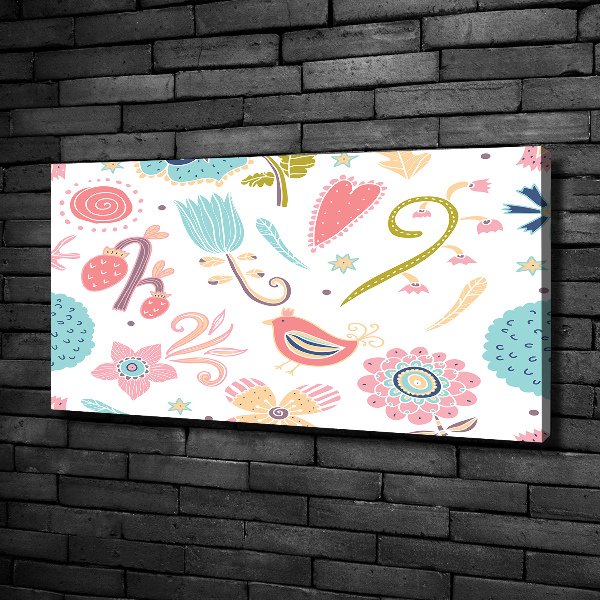 Canvas wall art Flowers and birds