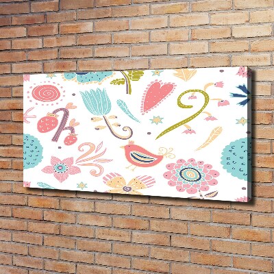 Canvas wall art Flowers and birds