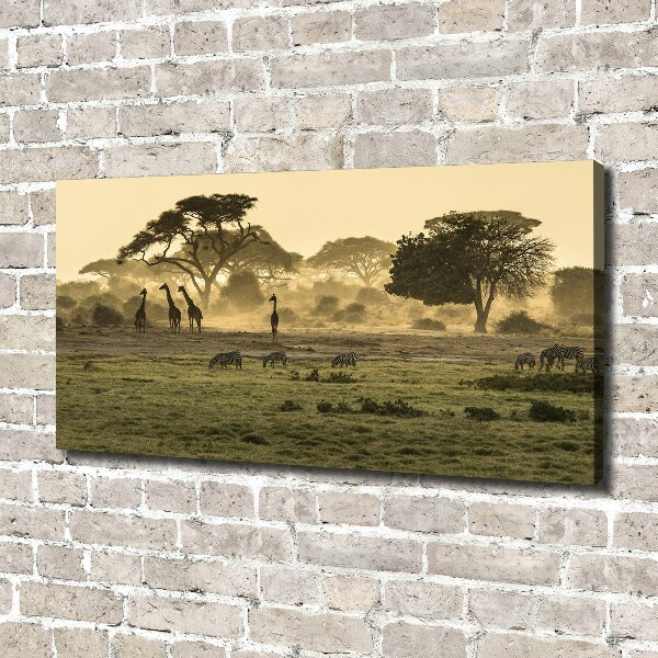 Canvas wall art Giraffes in the savanna