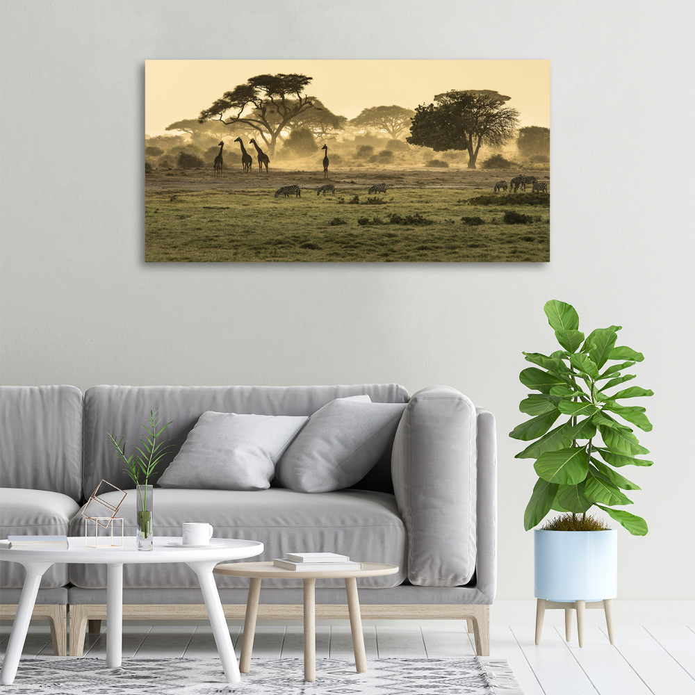 Canvas wall art Giraffes in the savanna