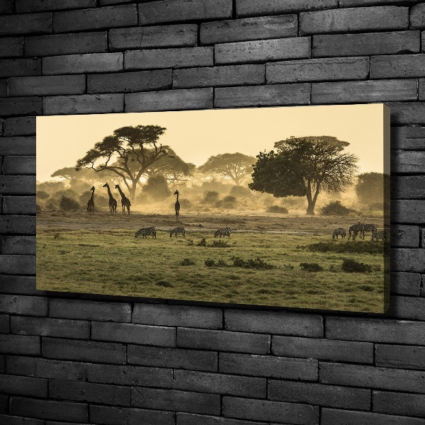 Canvas wall art Giraffes in the savanna