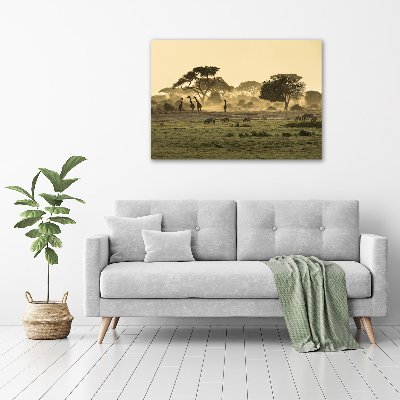 Canvas wall art Giraffes in the savanna