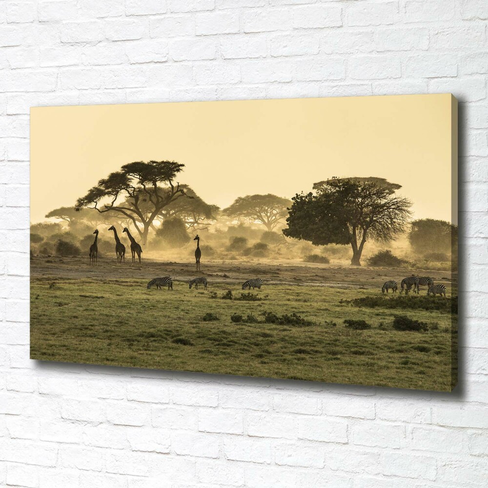 Canvas wall art Giraffes in the savanna