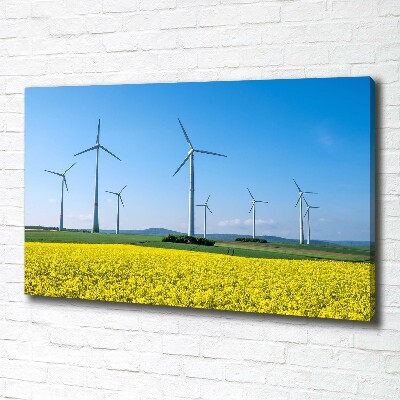 Canvas wall art Windmills in the field