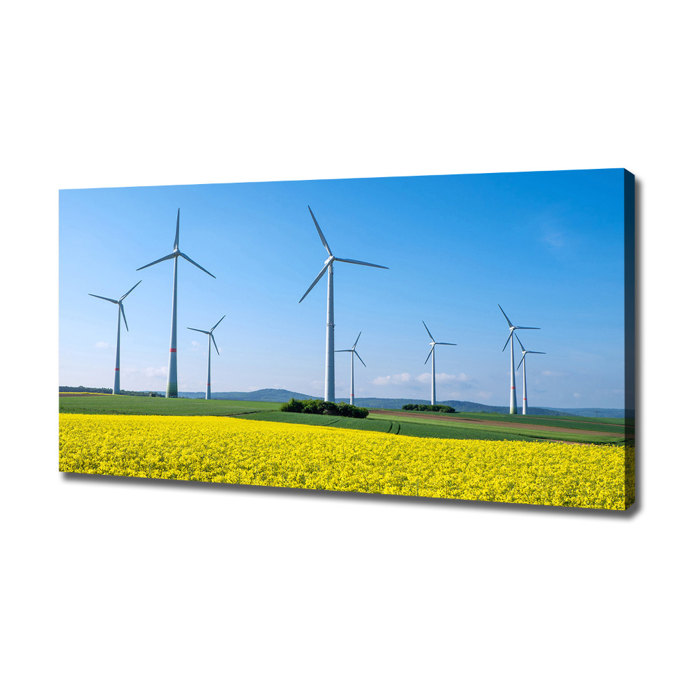 Canvas wall art Windmills in the field