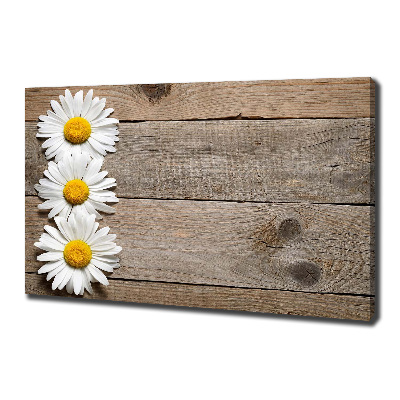 Canvas wall art Daisy wood