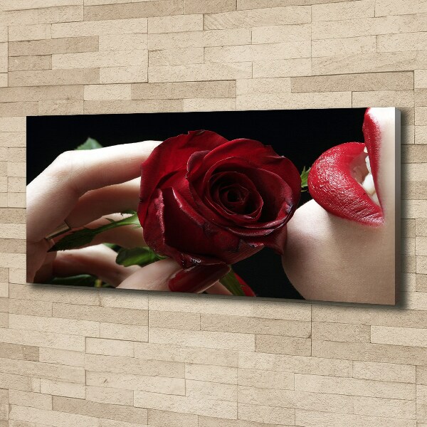 Canvas wall art A woman with a rose