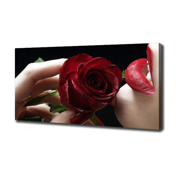 Canvas wall art A woman with a rose