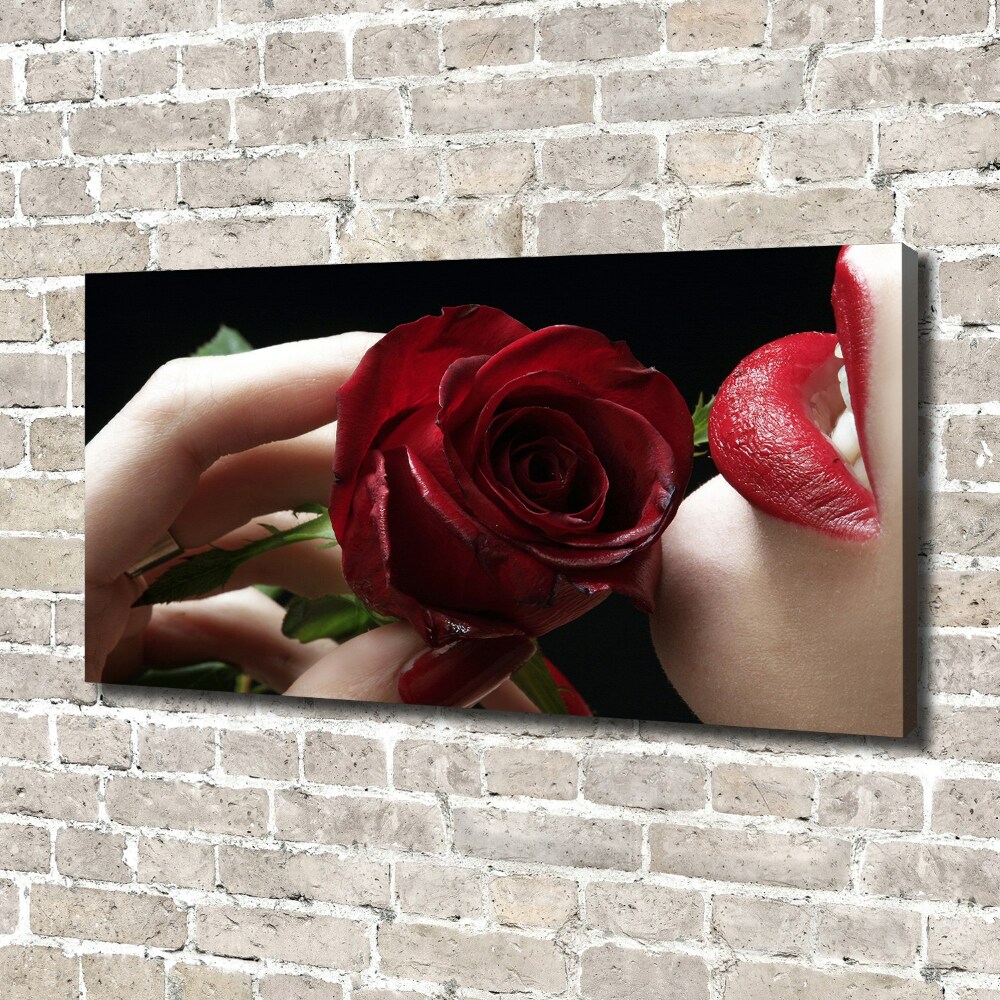 Canvas wall art A woman with a rose