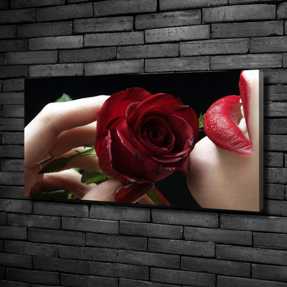 Canvas wall art A woman with a rose