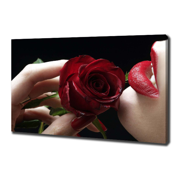 Canvas wall art A woman with a rose