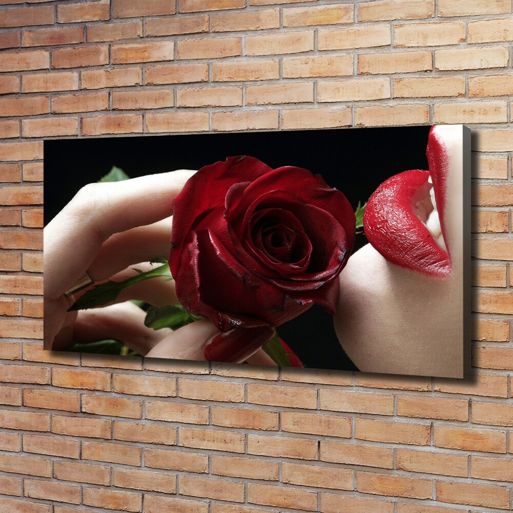 Canvas wall art A woman with a rose