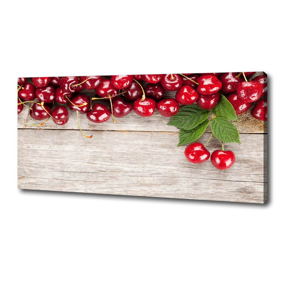 Canvas wall art Cherries on wood