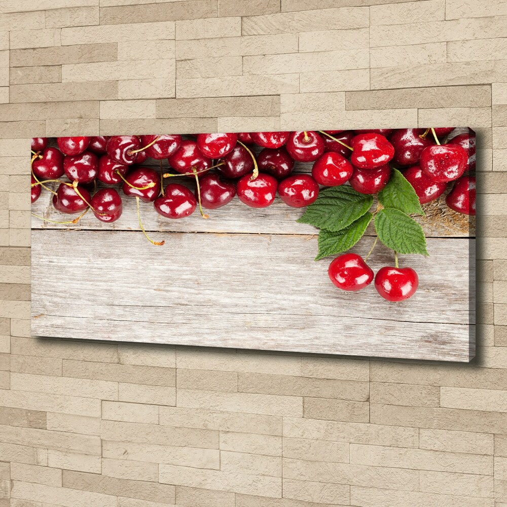 Canvas wall art Cherries on wood