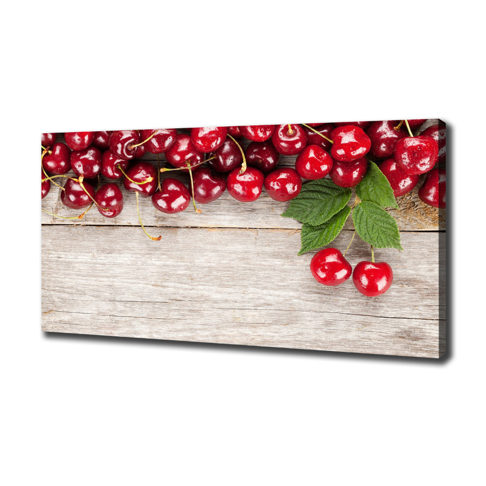 Canvas wall art Cherries on wood