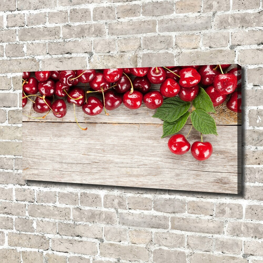 Canvas wall art Cherries on wood