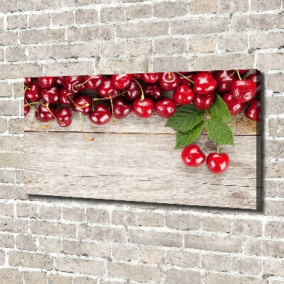 Canvas wall art Cherries on wood