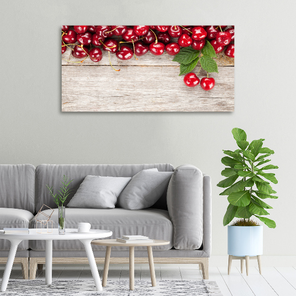 Canvas wall art Cherries on wood