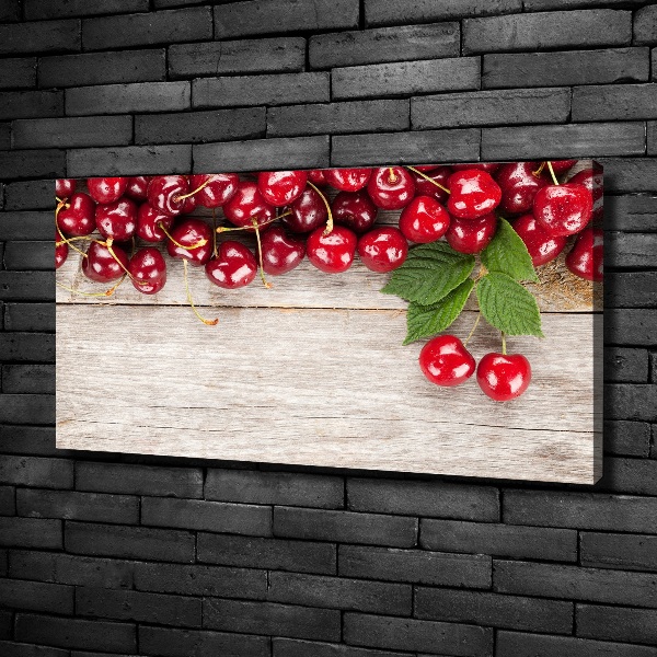 Canvas wall art Cherries on wood