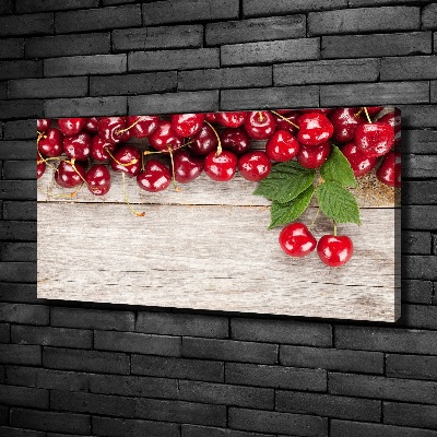 Canvas wall art Cherries on wood