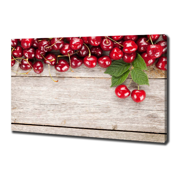 Canvas wall art Cherries on wood