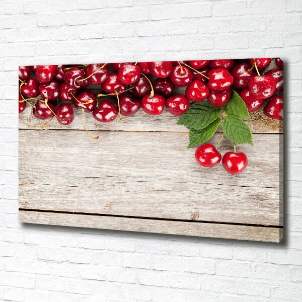 Canvas wall art Cherries on wood