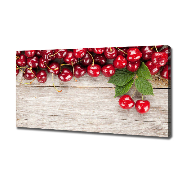 Canvas wall art Cherries on wood