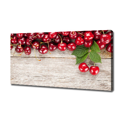 Canvas wall art Cherries on wood