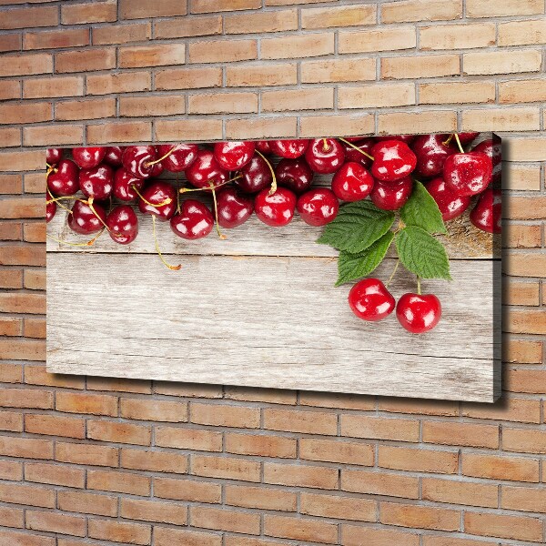 Canvas wall art Cherries on wood